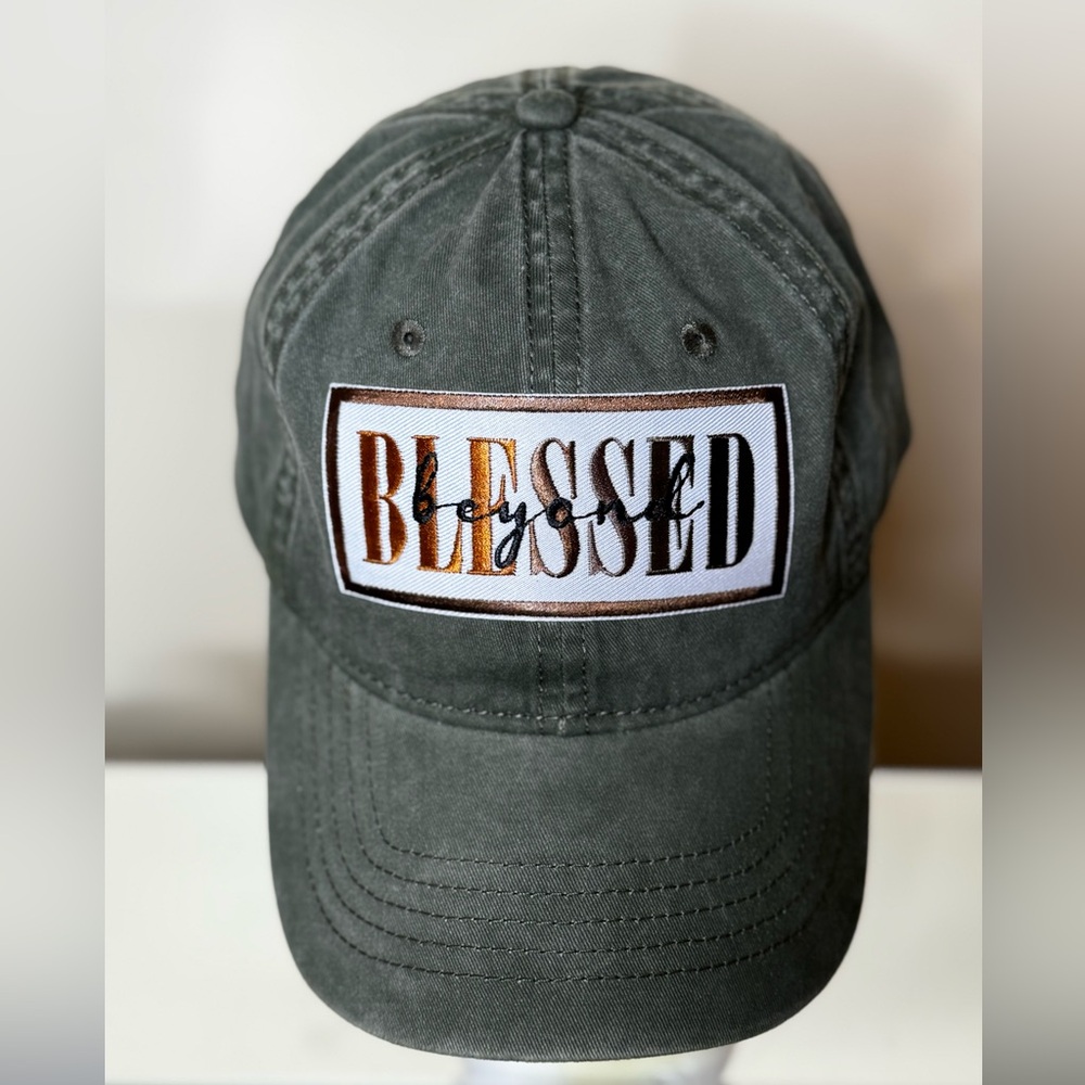 Beyond Blessed Hat Olive Green Adjustable Faith Baseball Cap